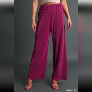 Umgee Women's Magenta Wide-Leg Pants NWT